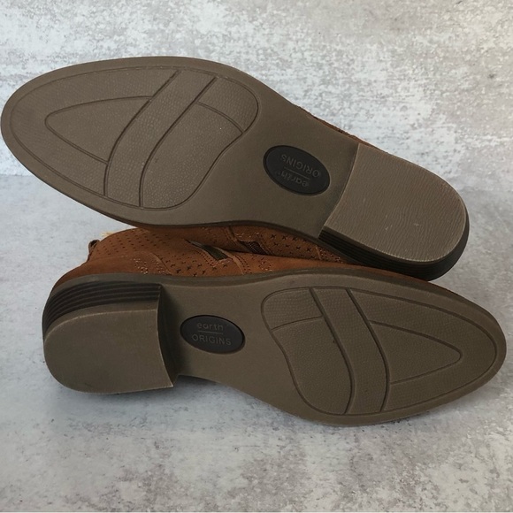 Earth Origins Ankle Boot Suede Leather Colette Cheryl Cognac Brown Size 8 - Picture 15 of 15